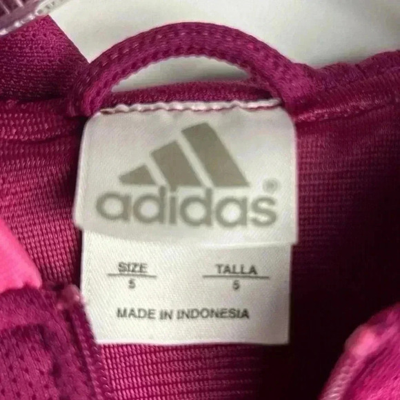 Adidas Girls Pink Purple Track Suit Size 5 Zip Hoodie & Jogger Pants Set - Picture 4 of 16